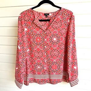 Talbots petites coral patterned blouse size S petite